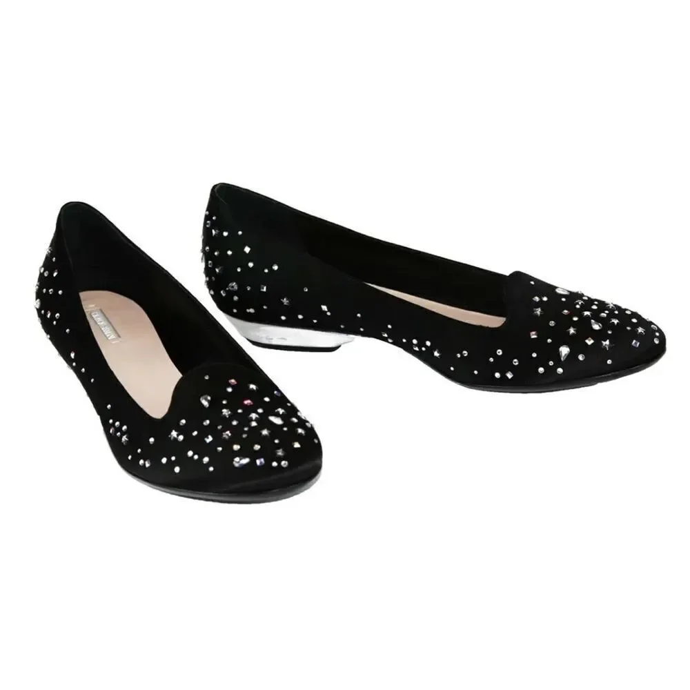 GIORGIO ARMANI Swarovski‎ Crystals Ballerina Slippers Flat Shoes It 39.5
